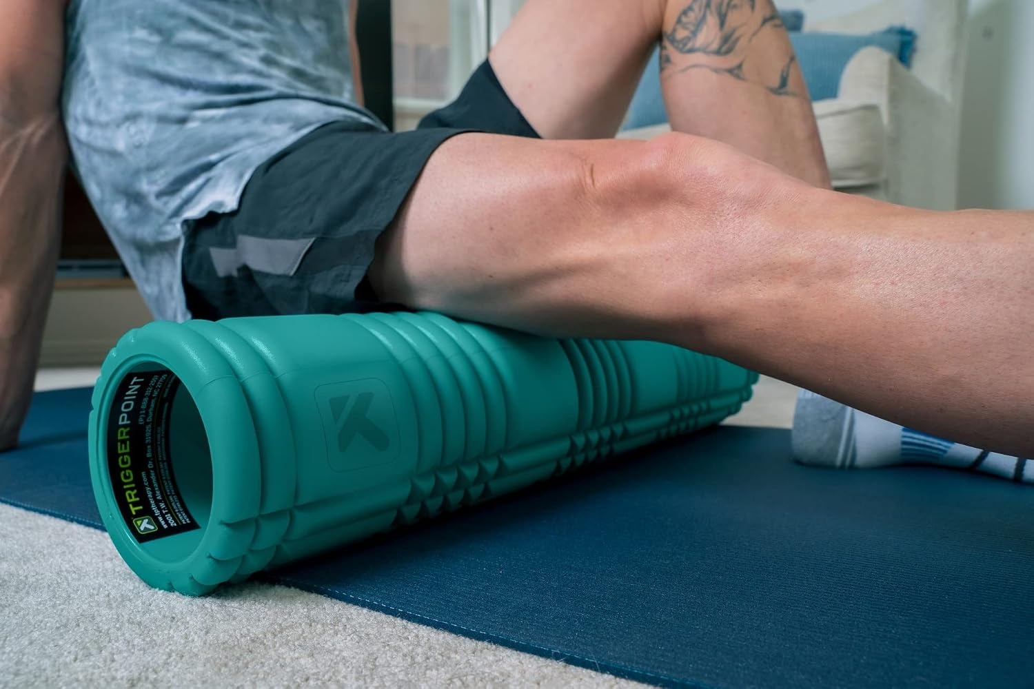 image:imageTRIGGERPOINT PERFORMANCE THERAPY GRID Patented MultiDensity Foam Massage Roller Exercise Deep Tissue Muscle Recovery  Relieves Muscle Pain amp Tightness Improves Mobility amp Circulation 26 OrangeTeal